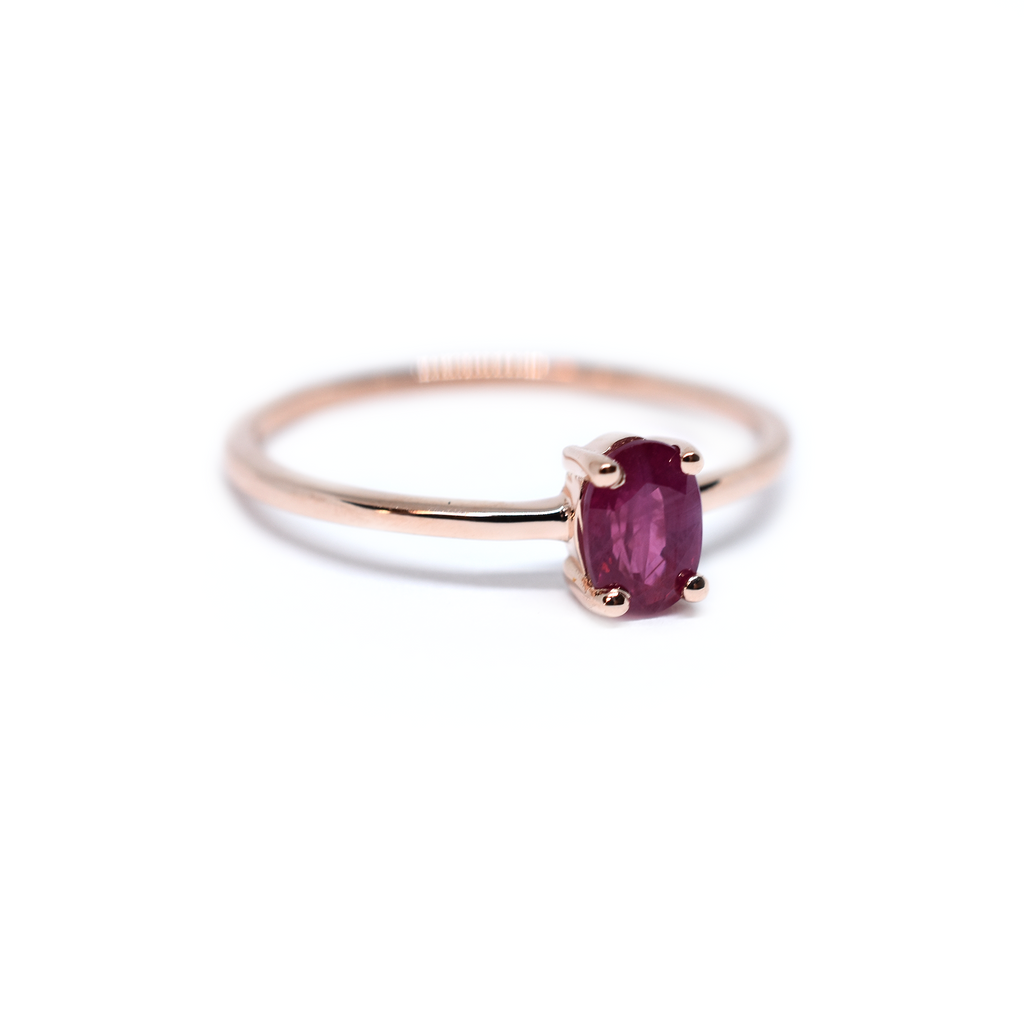 14K Gold Oval Ruby Ring