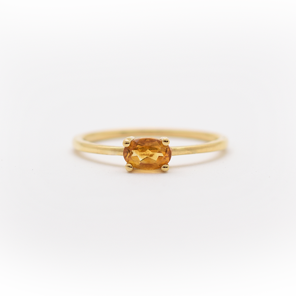 14k gold yellow citrine ring November birthstone