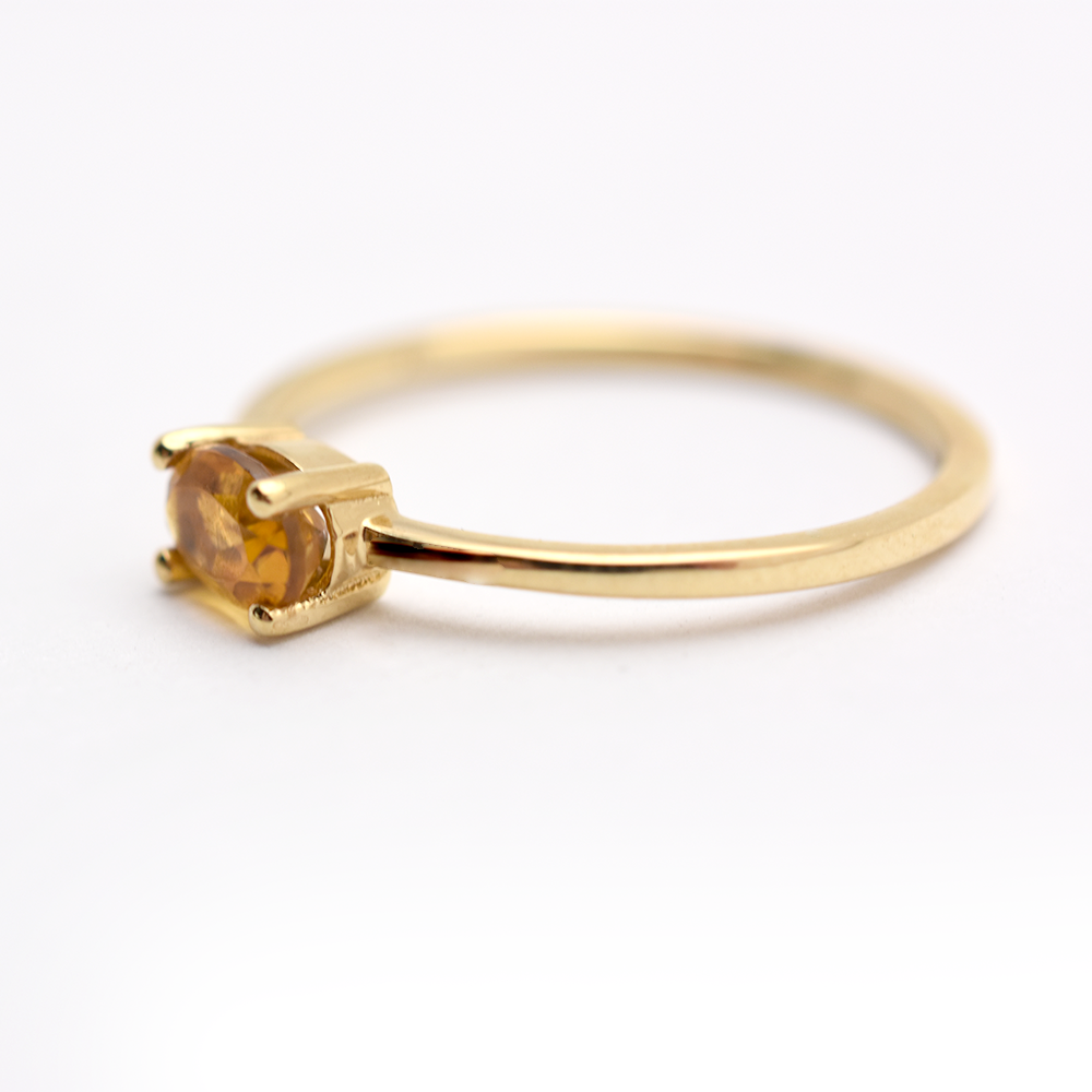 14k gold yellow citrine ring November birthstone