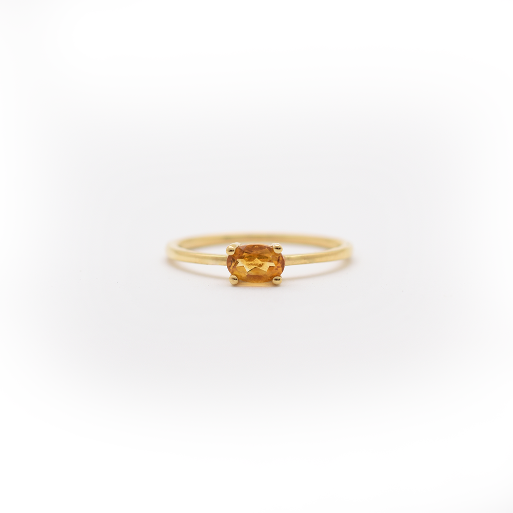 14k gold yellow citrine ring November birthstone
