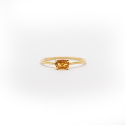 14k gold yellow citrine ring November birthstone