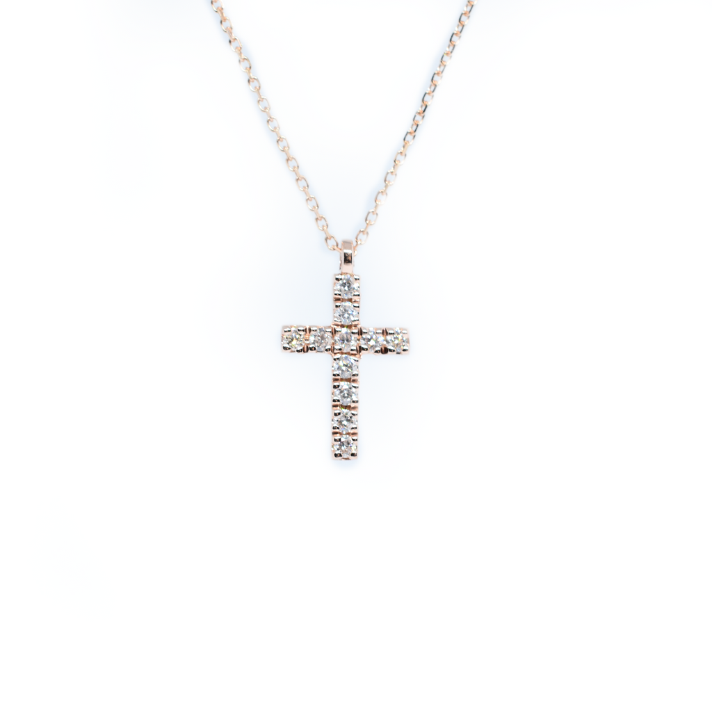 14k 0.25ct Diamond Cross Necklace