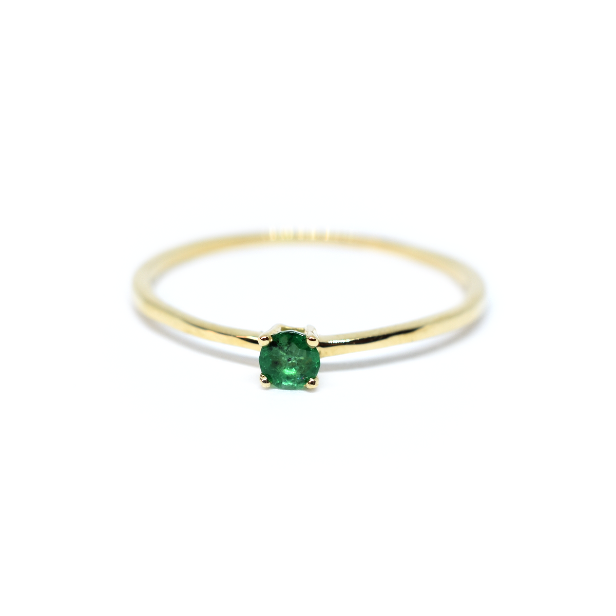 14K Gold Round Emerald Ring