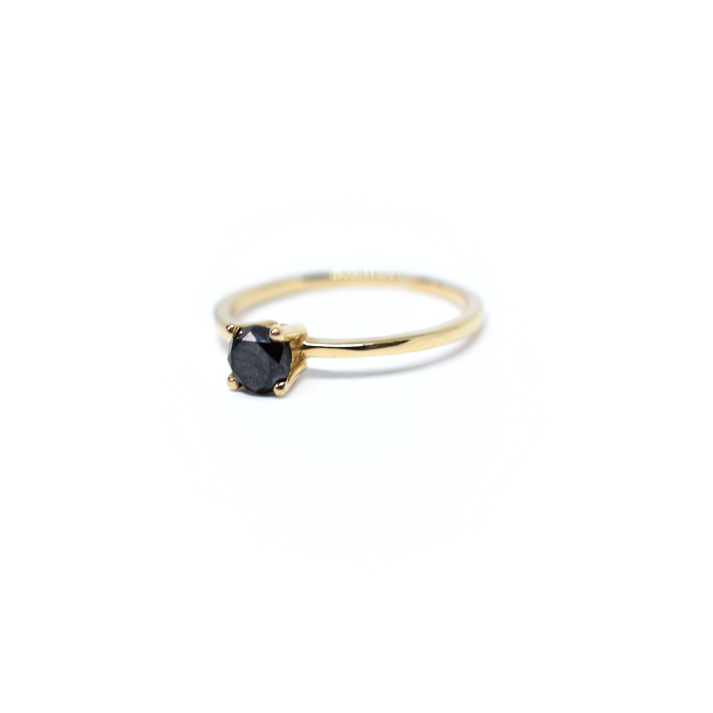 14K Gold Round Black Diamond Ring