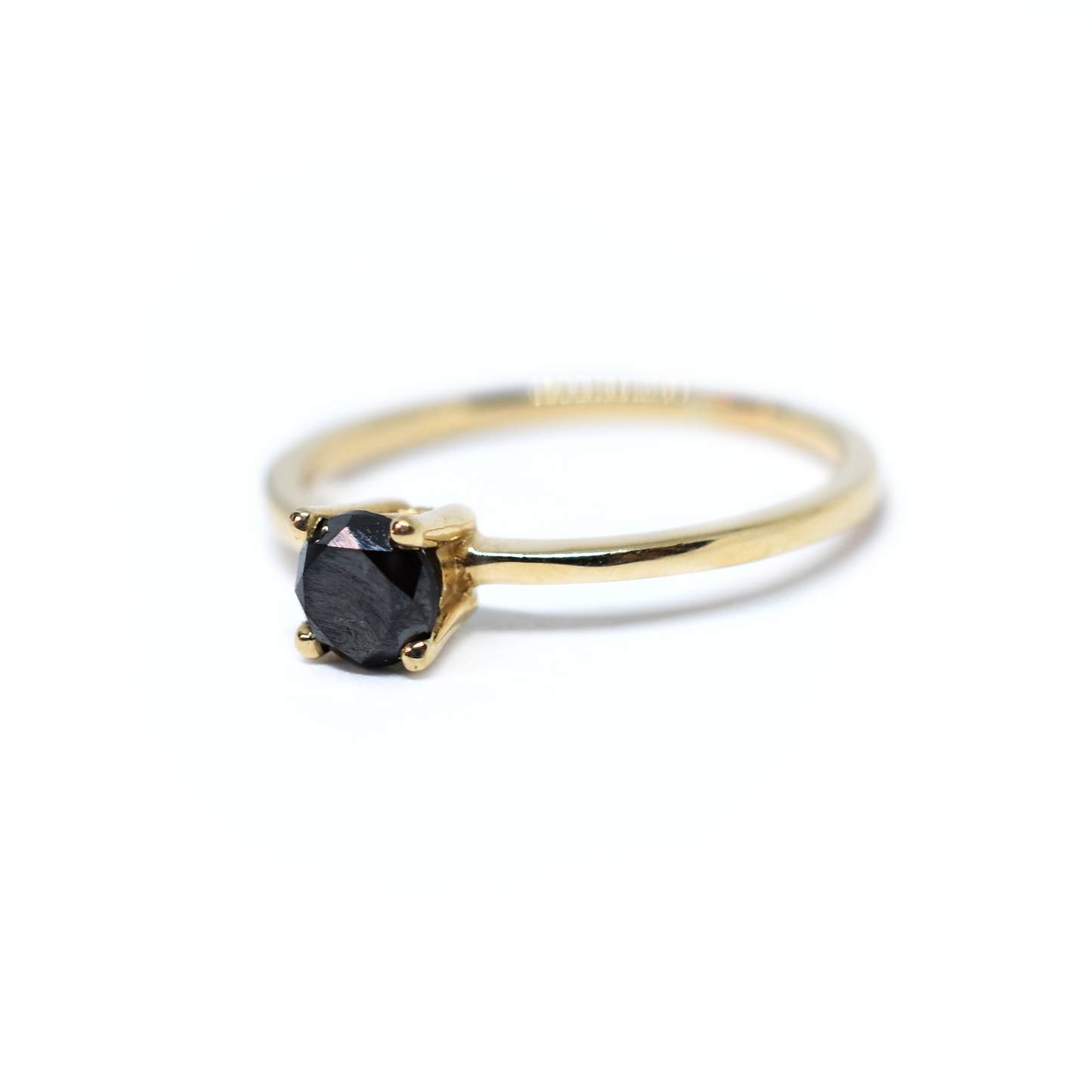 14K Gold Round Black Diamond Ring