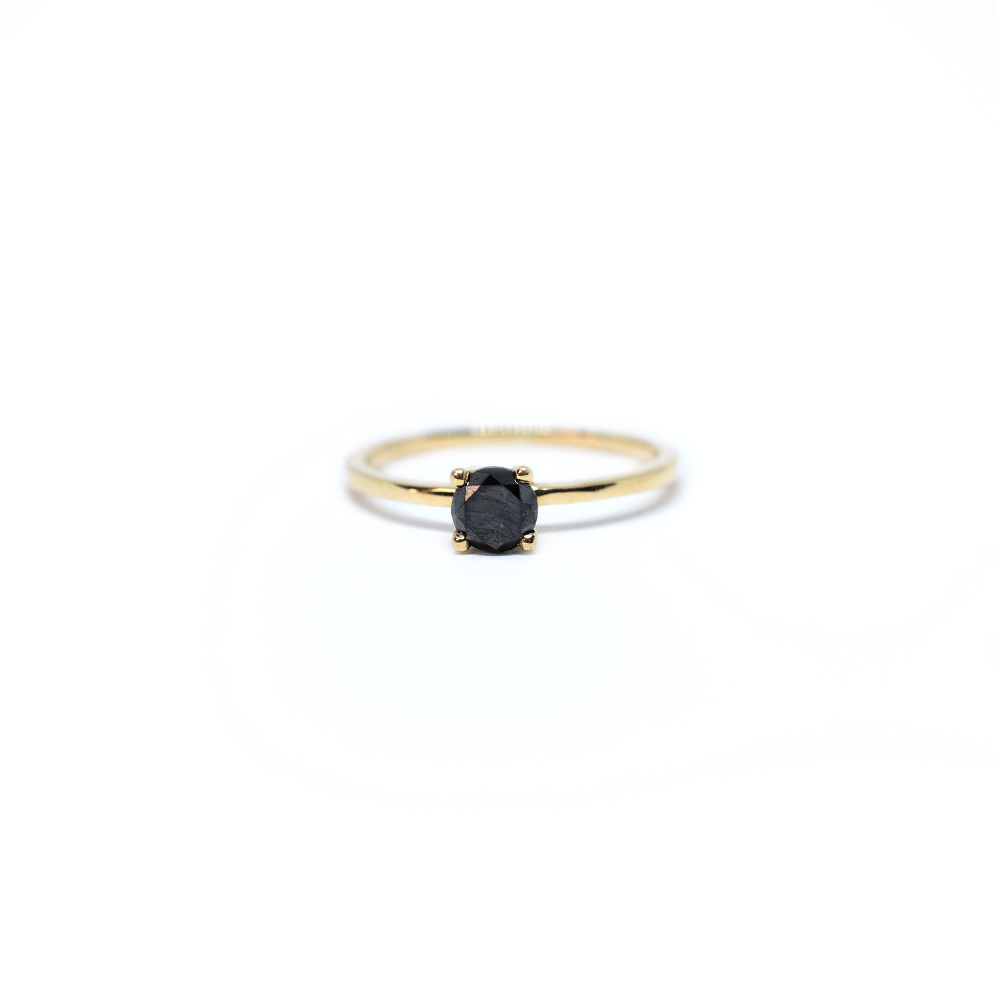 14K Gold Round Black Diamond Ring