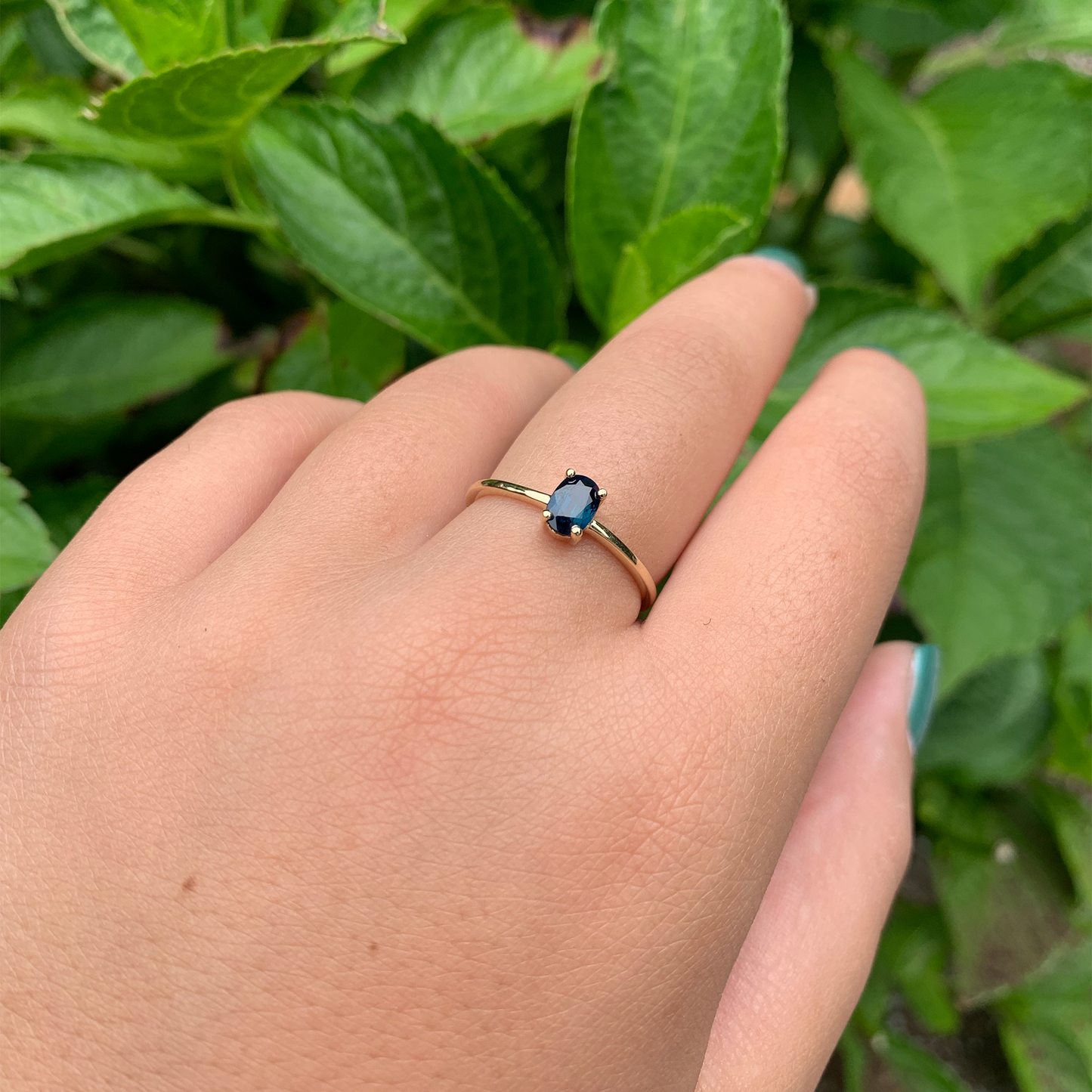 14K Gold Oval Sapphire Ring