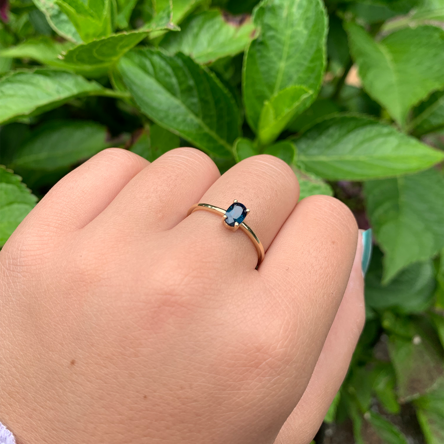 14K Gold Oval Sapphire Ring