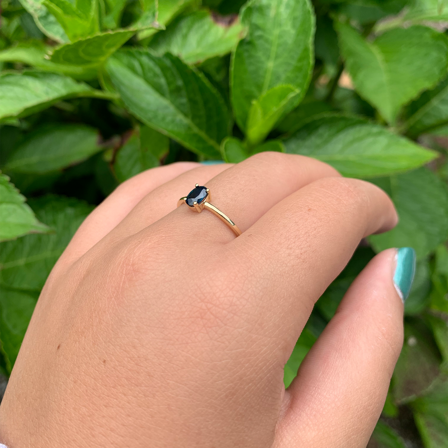 14K Gold Oval Sapphire Ring