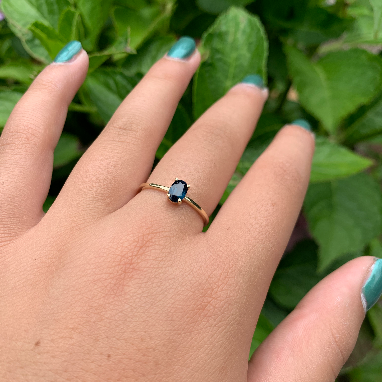14K Gold Oval Sapphire Ring