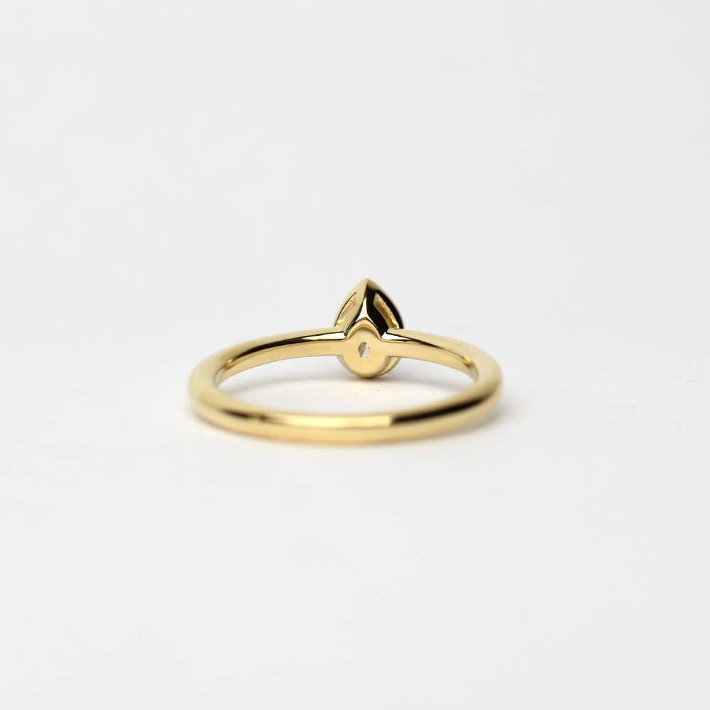 14k Diamond Pear Shaped Bezel Ring