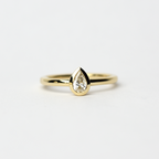 14k Diamond Pear Shaped Bezel Ring