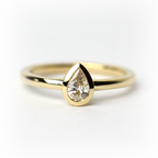 14k Diamond Pear Shaped Bezel Ring