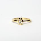 14k Diamond Pear Shaped Bezel Ring