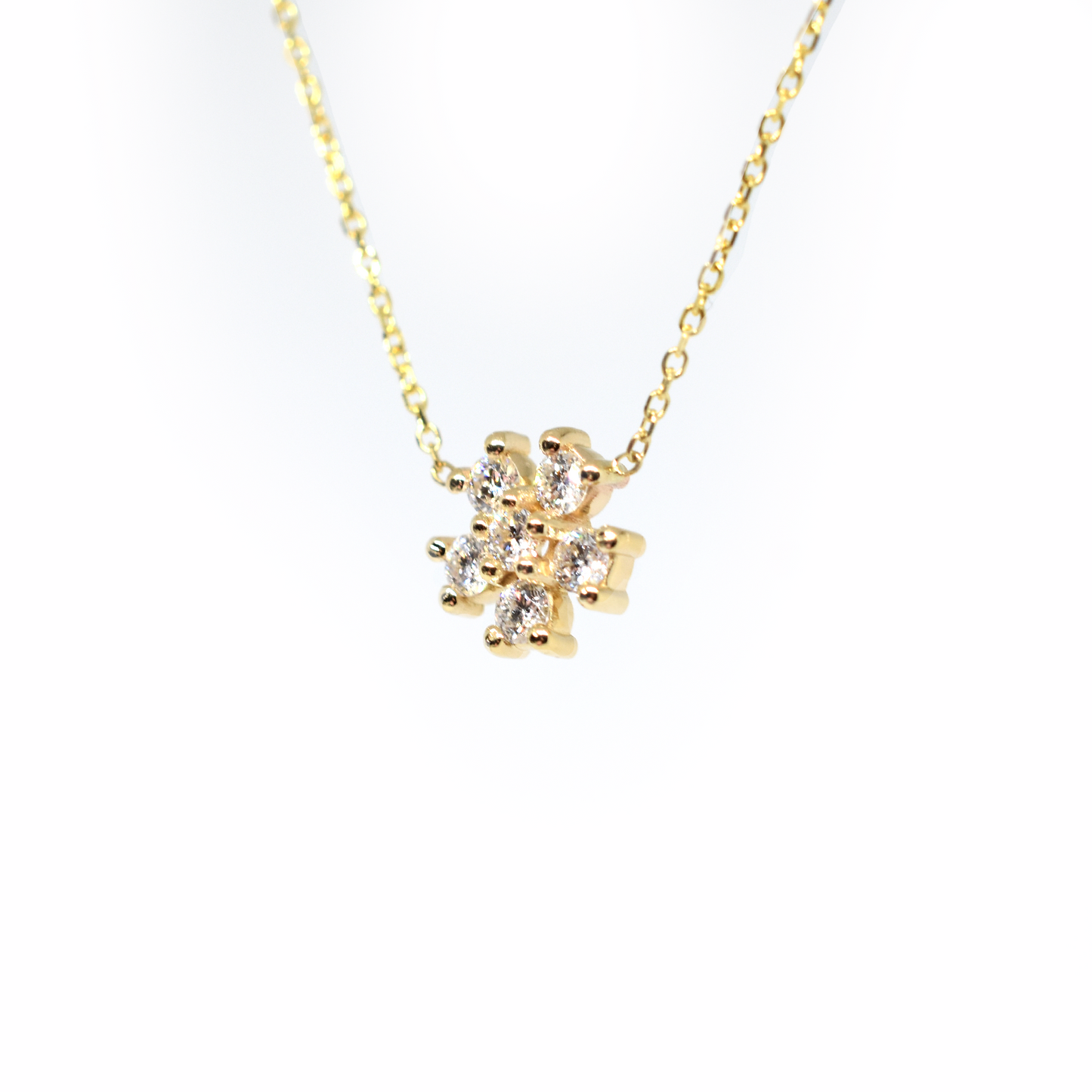 14k Gold Diamond Flower Necklace