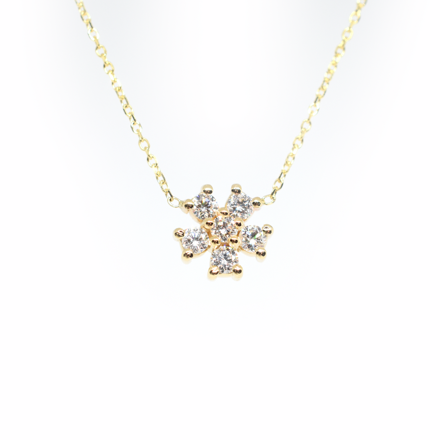 14k Gold Diamond Flower Necklace