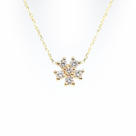 14k Gold Diamond Flower Necklace