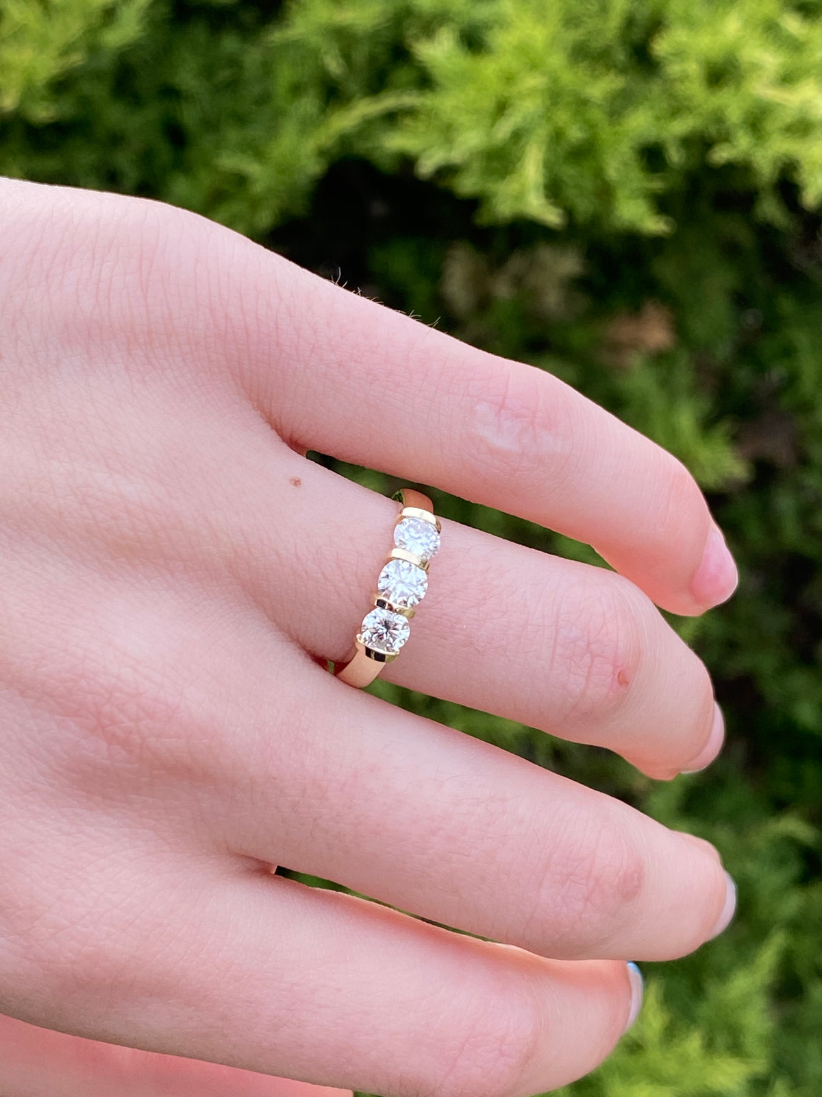 14K Gold 3 Diamond Wedding Band 1.00 ct