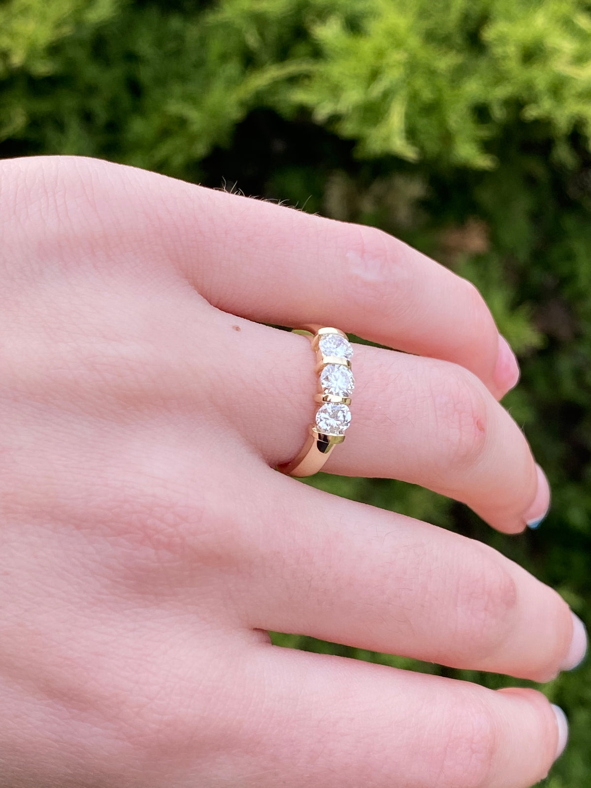 14K Gold 3 Diamond Wedding Band 1.00 ct