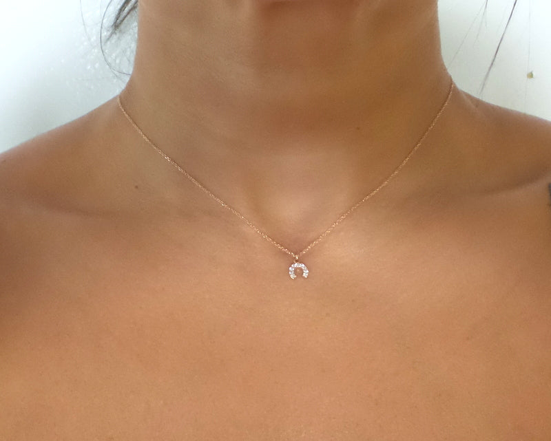 14k Diamond Horseshoe Necklace