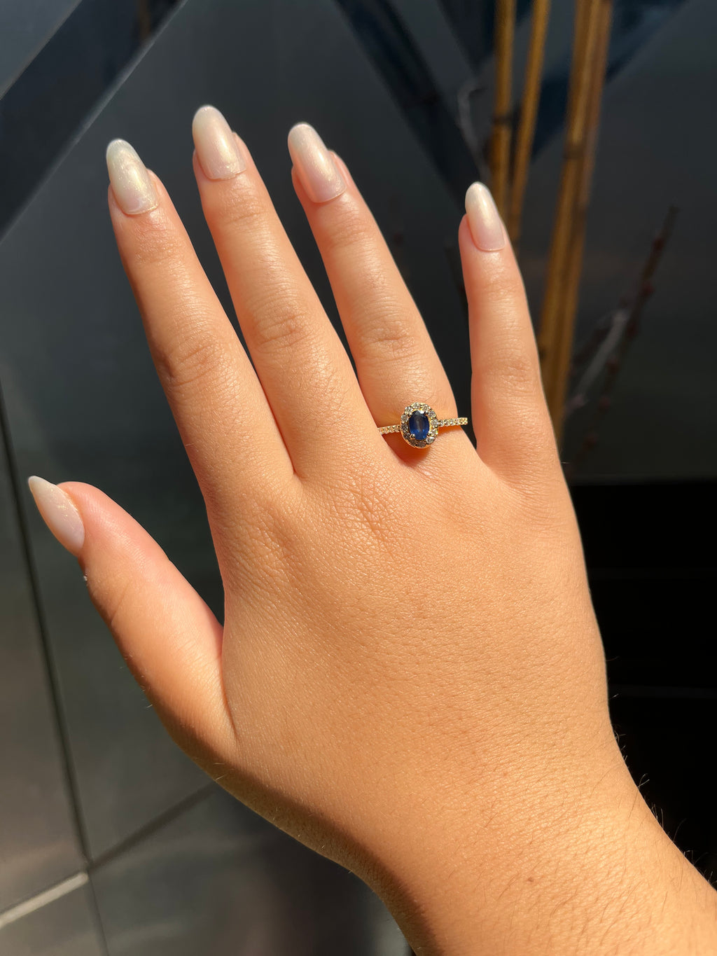 14K Gold Sapphire Diamond Ring