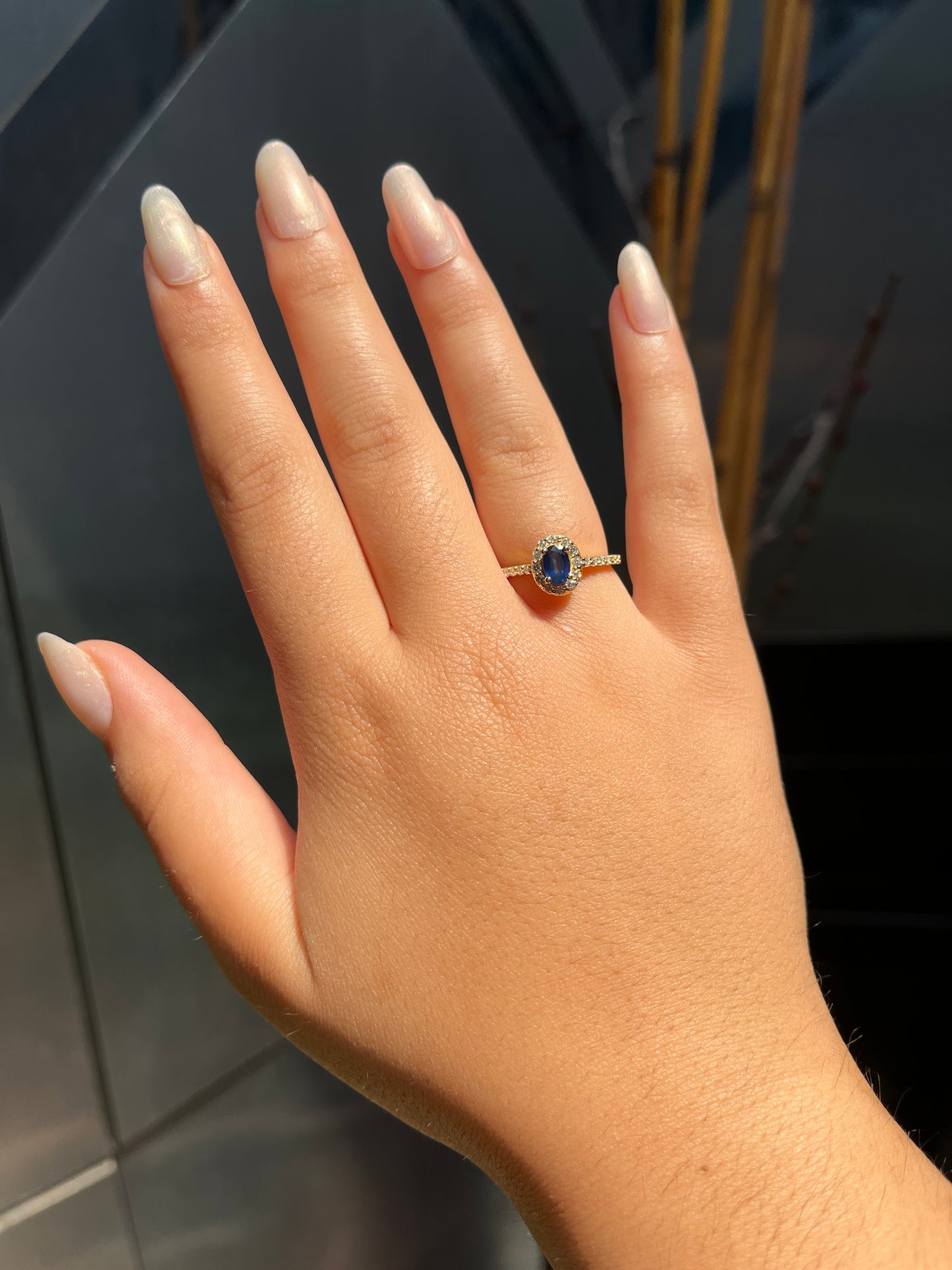 14K Gold Sapphire Diamond Ring