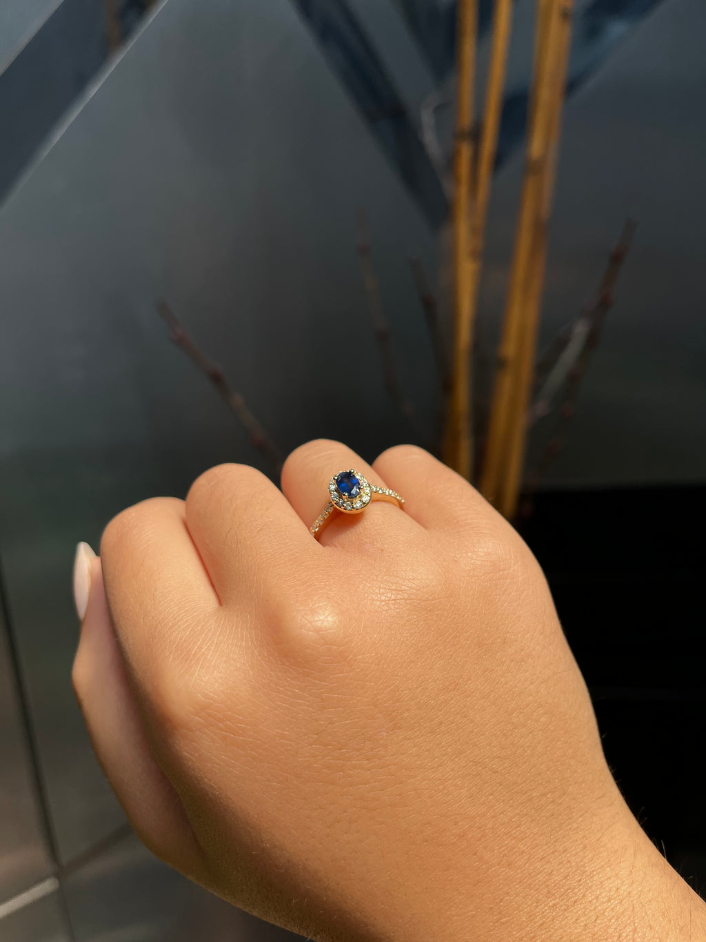 14K Gold Sapphire Diamond Ring