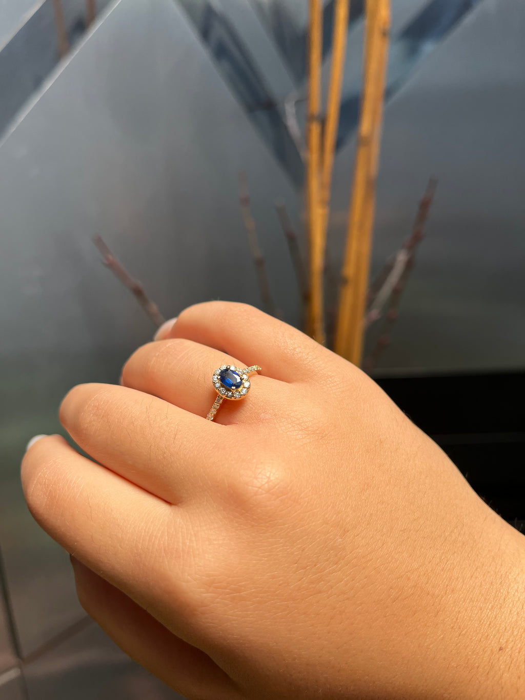 14K Gold Sapphire Diamond Ring