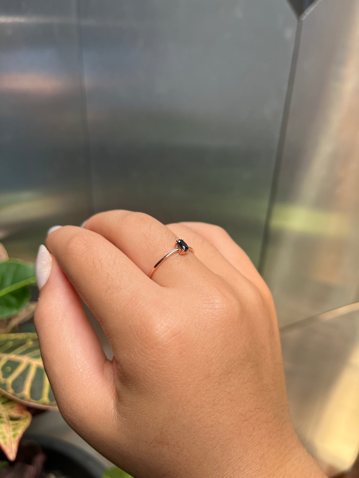14K Gold Oval Blue Sapphire Ring