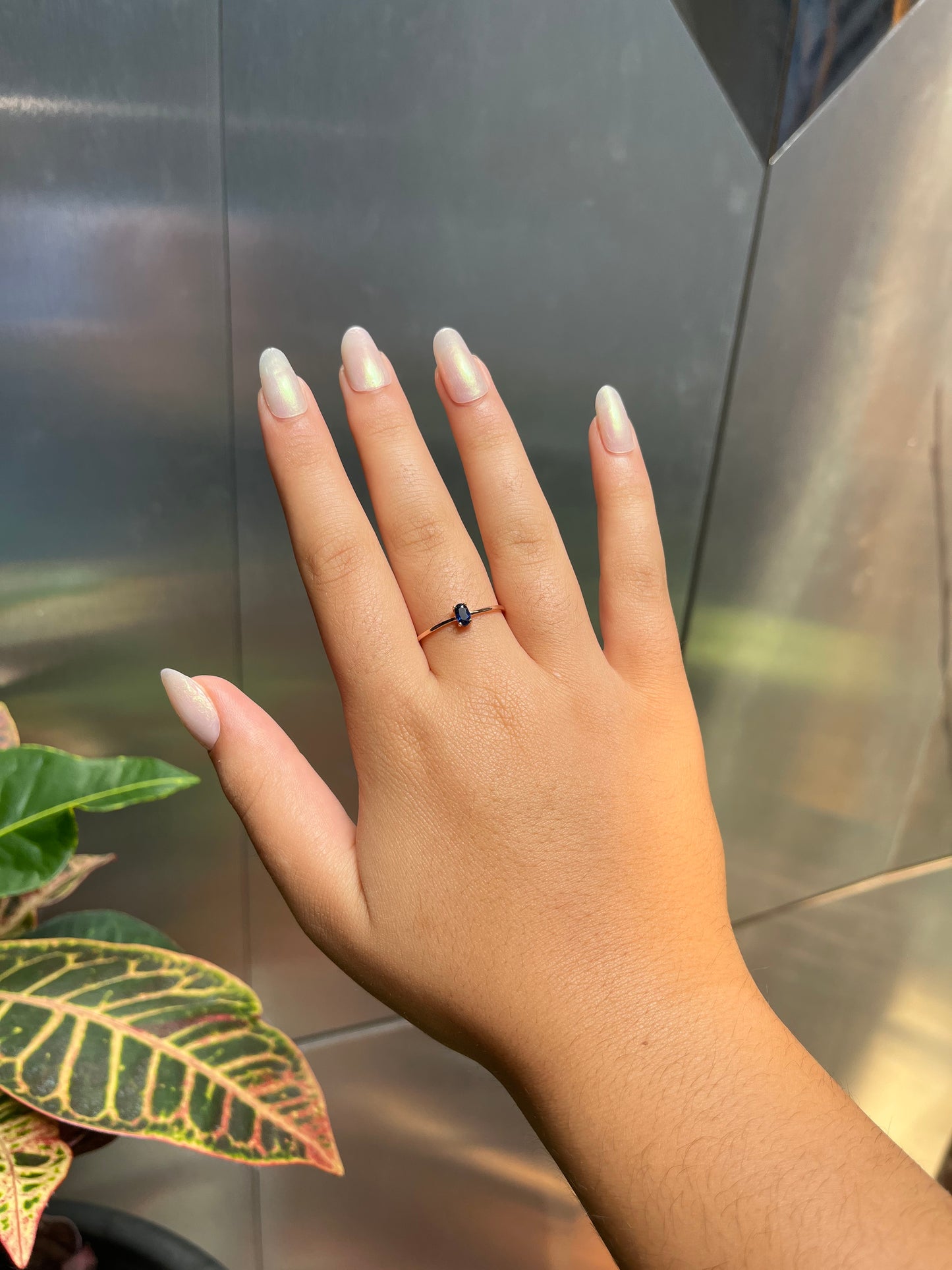 14K Gold Oval Blue Sapphire Ring