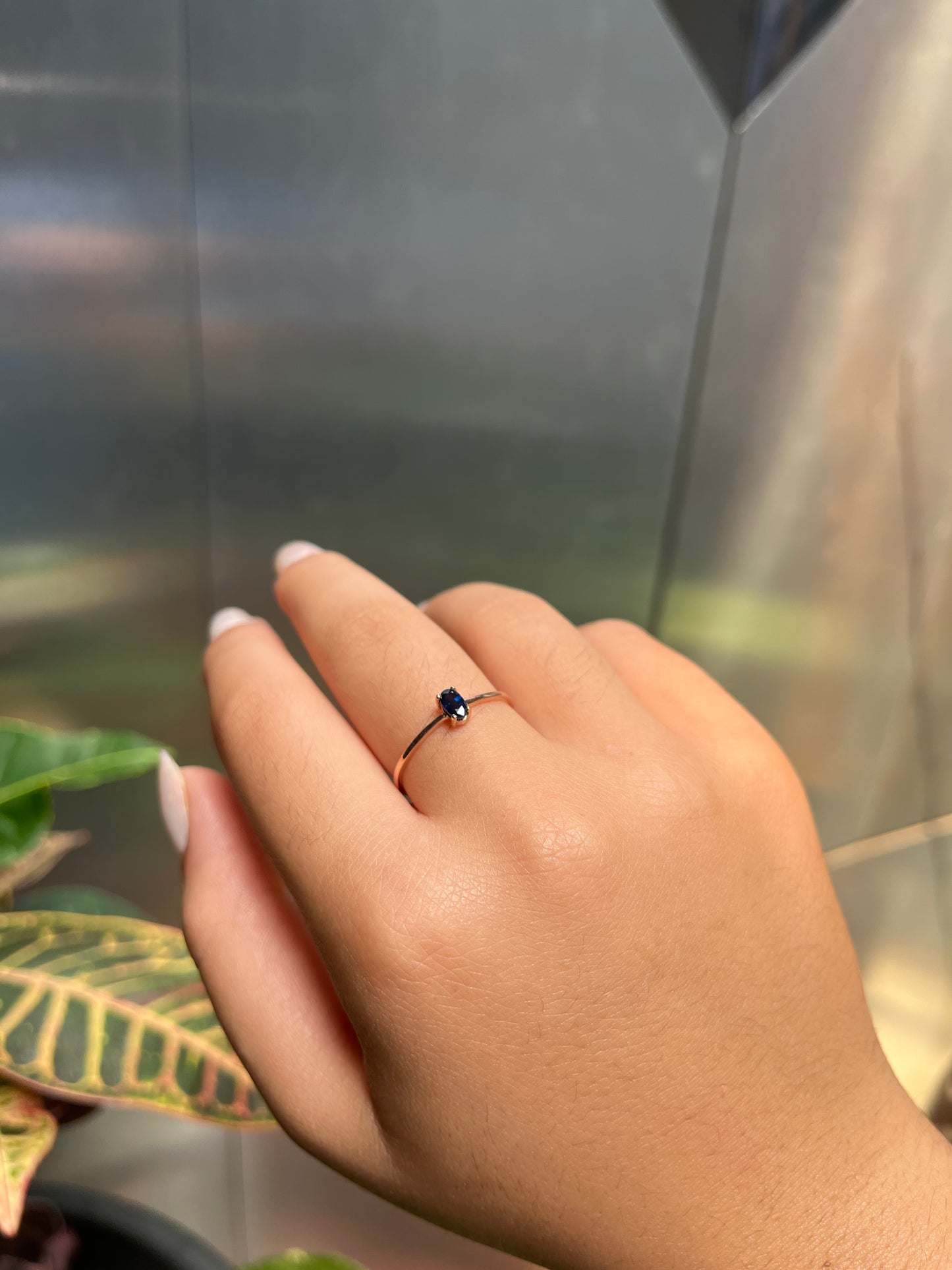14K Gold Oval Blue Sapphire Ring