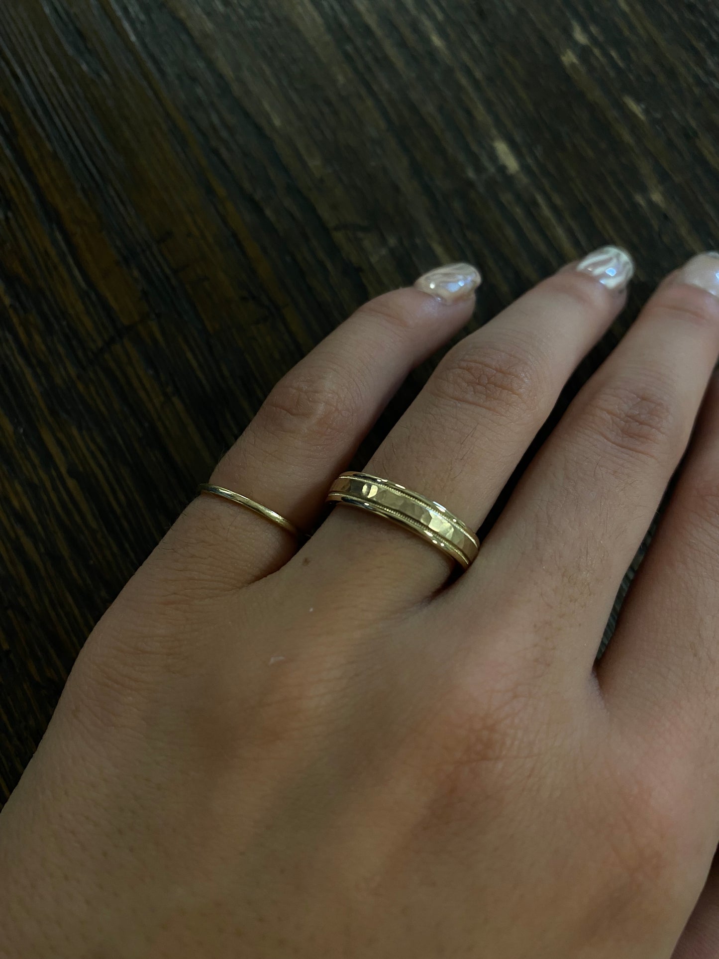 14k Hammer Finish Ladies Wedding Band