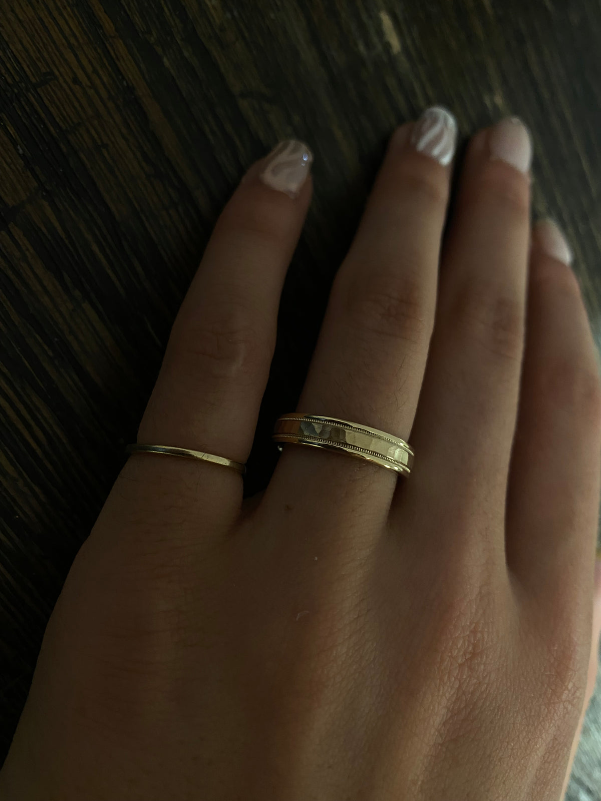 14k Hammer Finish Ladies Wedding Band