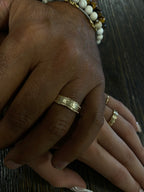 14k Hammer Finish Men's Wedding Band