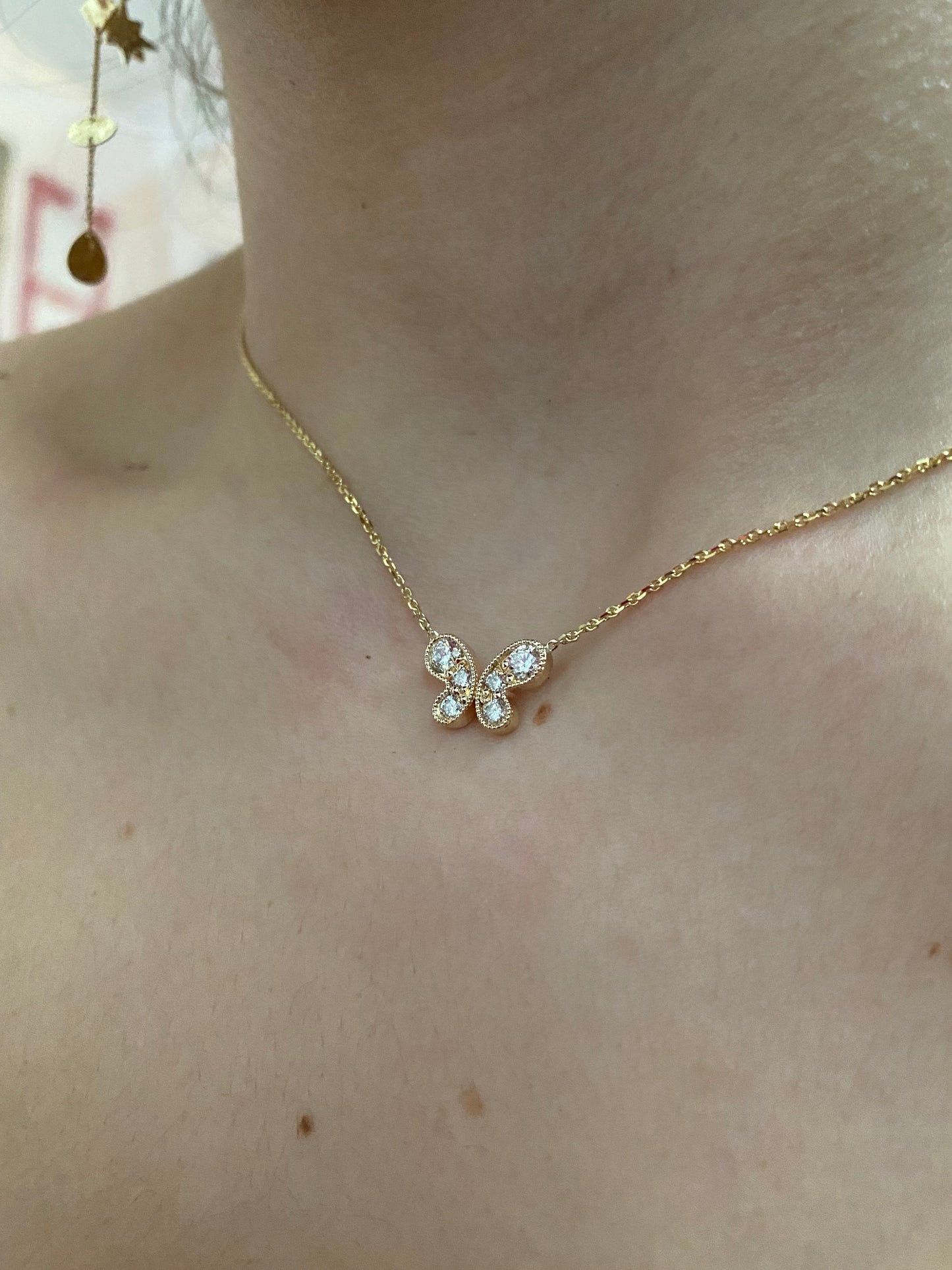 14k Diamond Butterfly Necklace