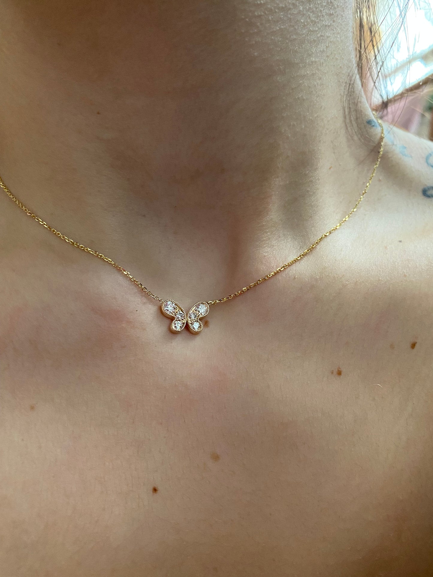 14k Diamond Butterfly Necklace