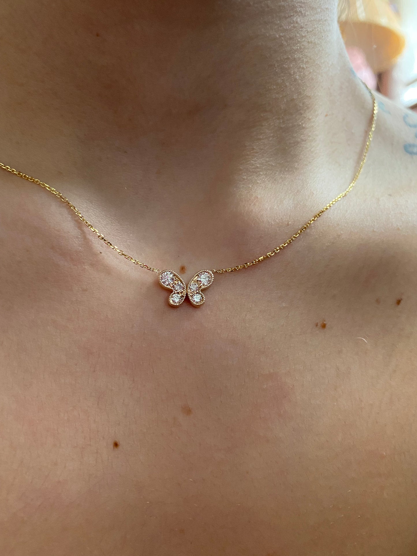 14k Diamond Butterfly Necklace