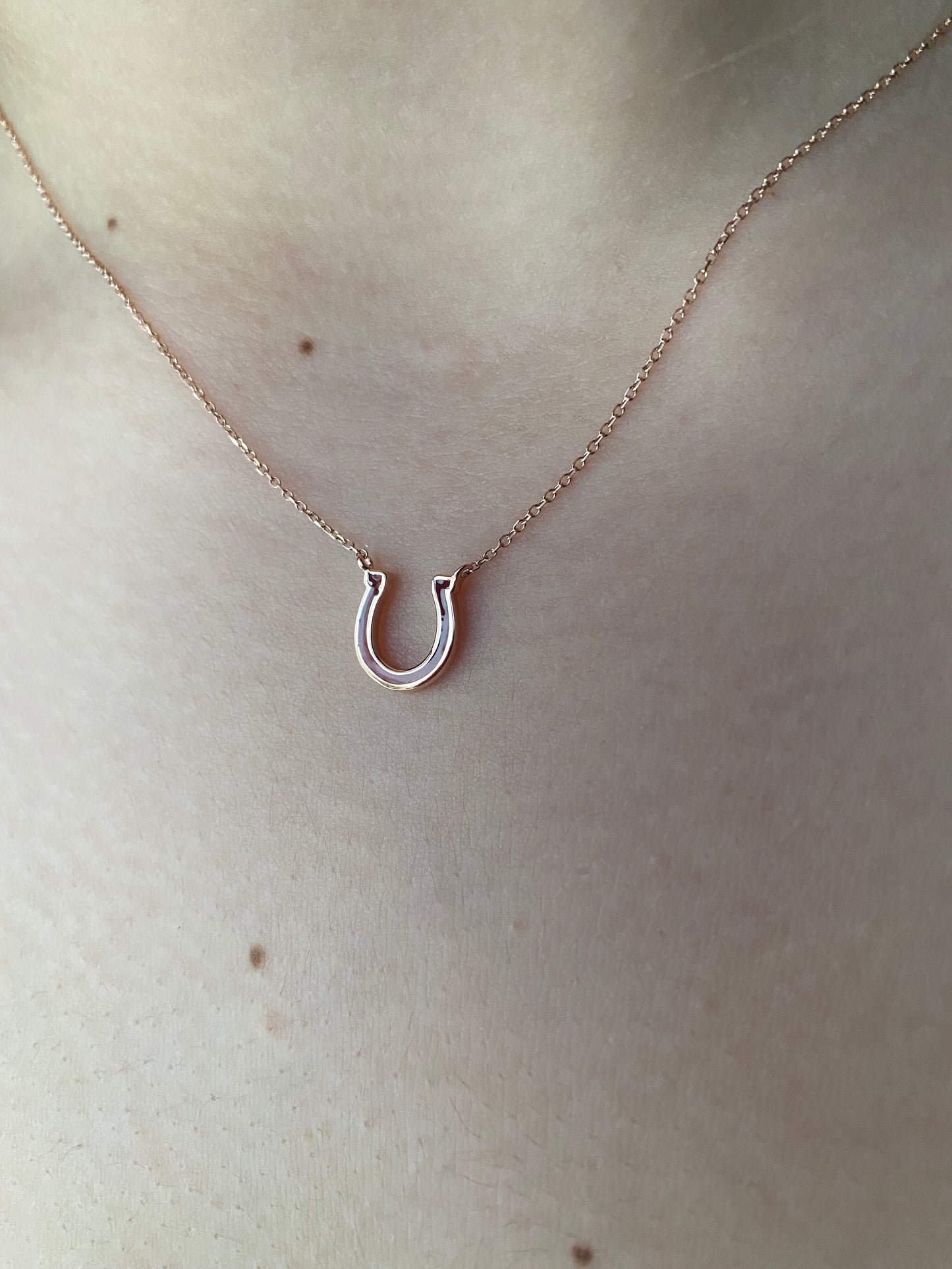 14k Red Enamel Horseshoe Necklace