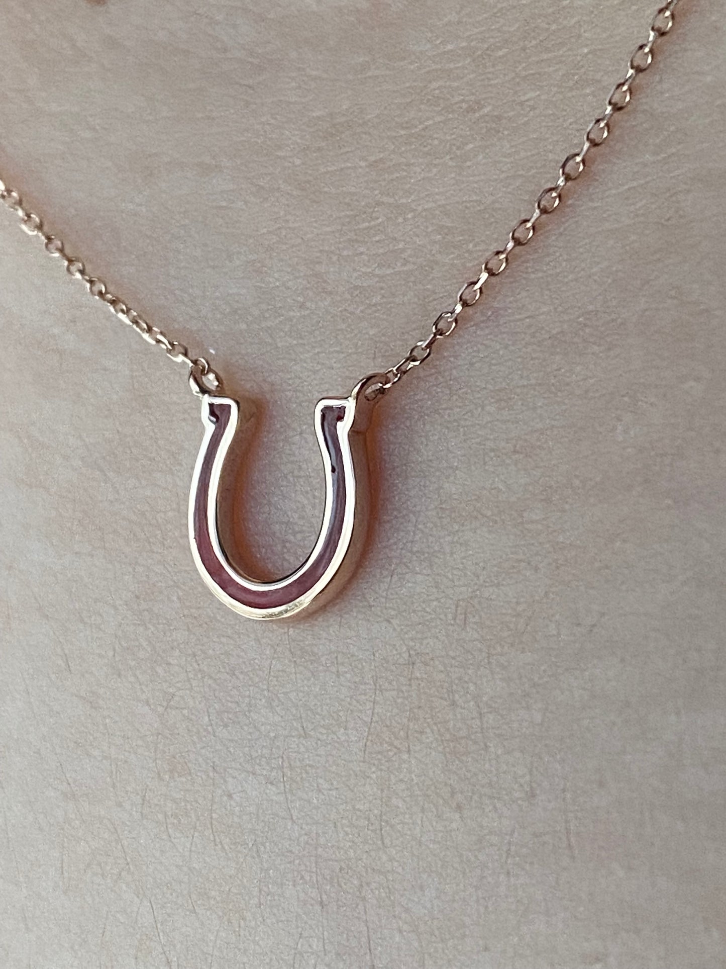 14k Red Enamel Horseshoe Necklace