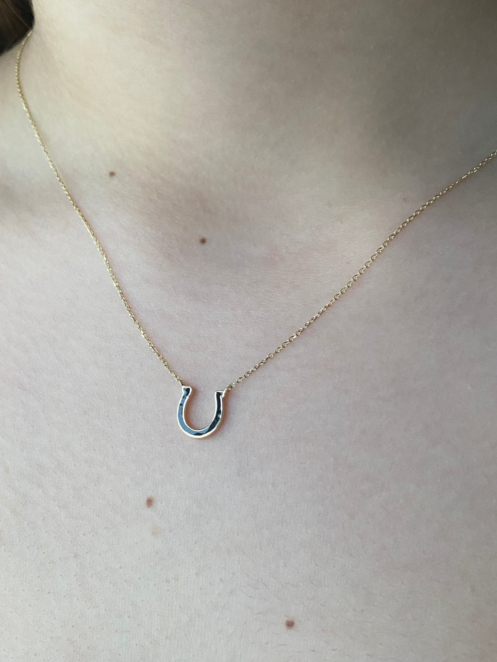 14k Black Enamel Horseshoe Necklace