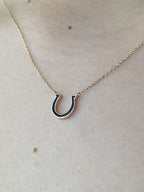 14k Black Enamel Horseshoe Necklace