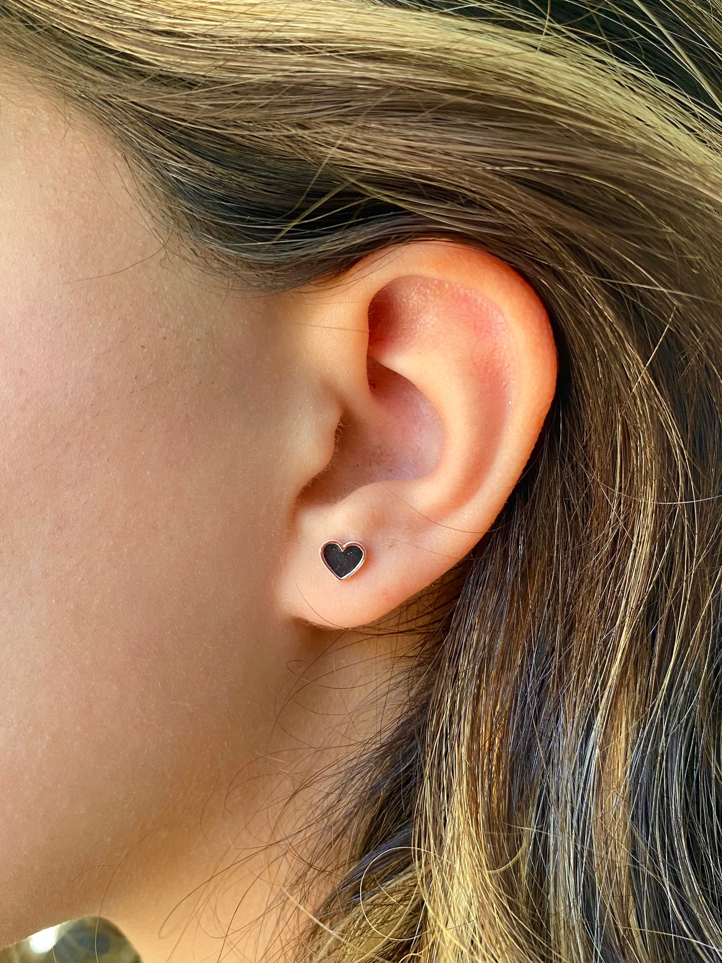 Black Heart Enamel Earrings