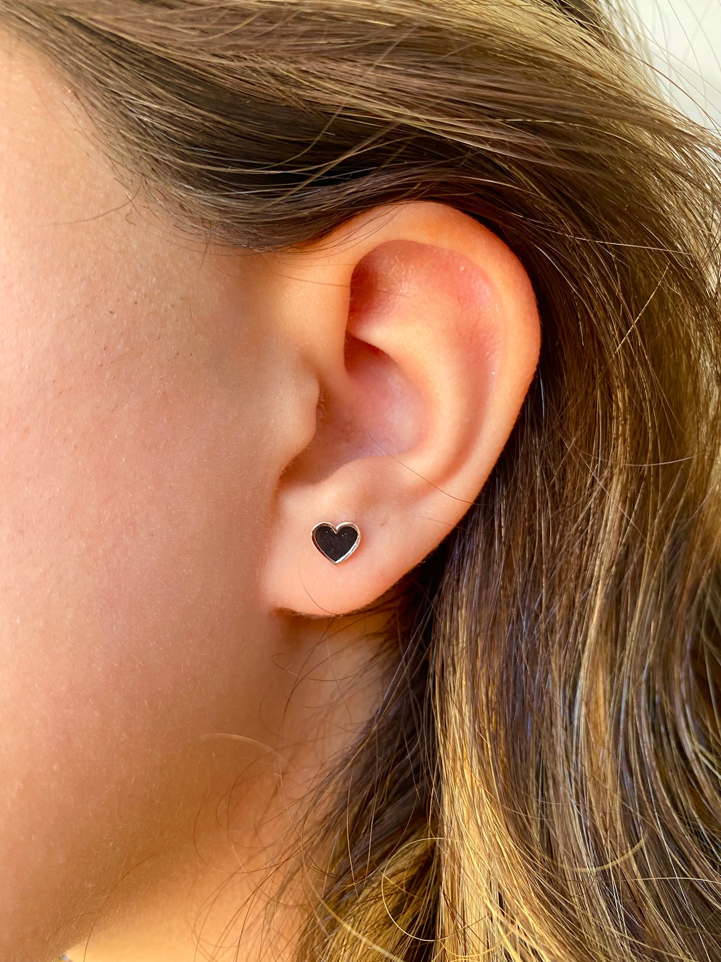 Black Heart Enamel Earrings