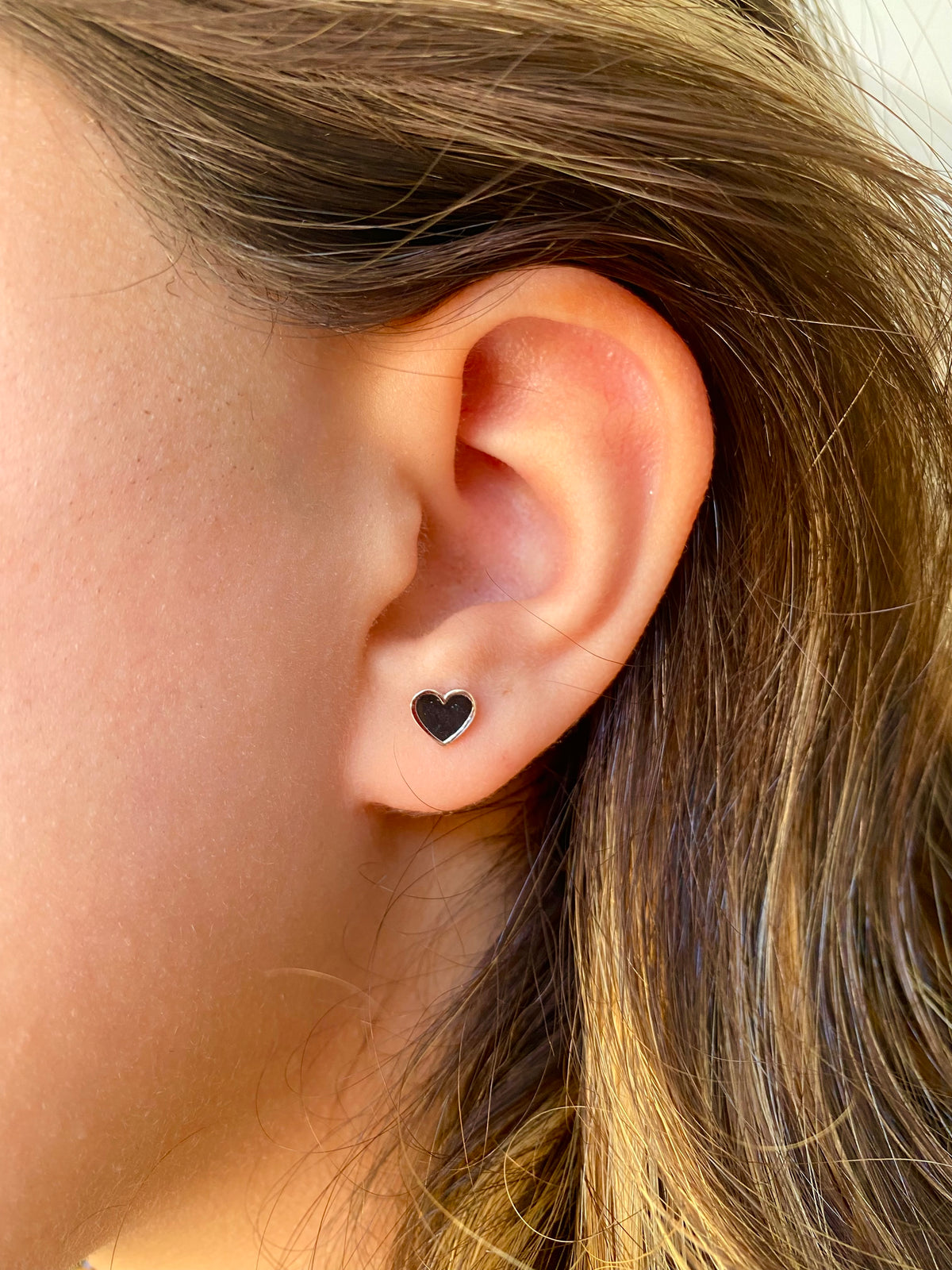 Black Heart Enamel Earrings