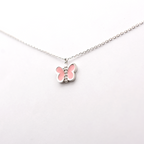 Pink Enamel Diamond Butterfly Necklace