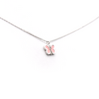 Pink Enamel Diamond Butterfly Necklace