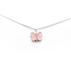 Pink Enamel Diamond Butterfly Necklace