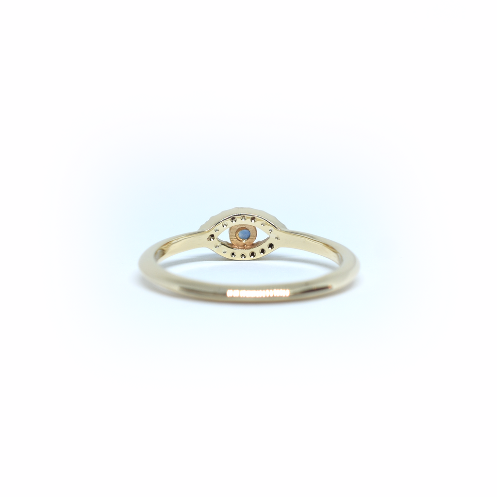 14K Gold Evil Eye Diamond and Sapphire Ring