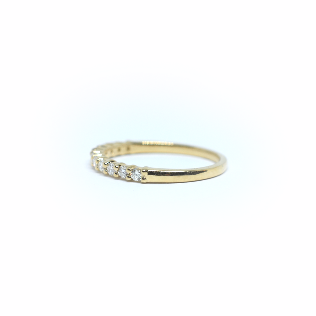 14K Gold Half Diamond Wedding Band