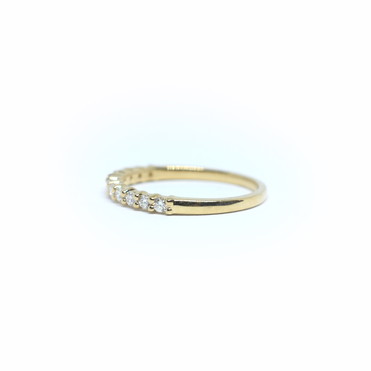 14K Gold Half Diamond Wedding Band